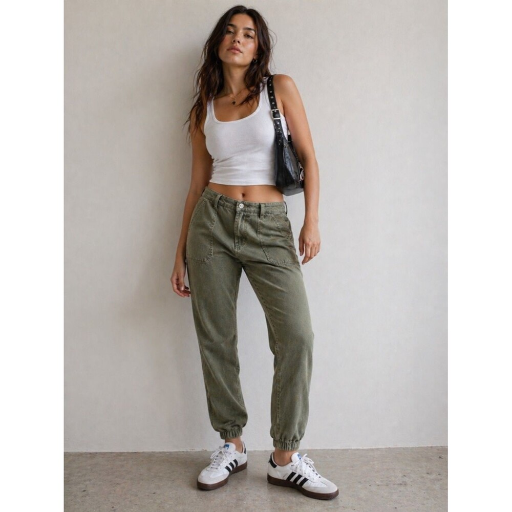 VERVET Olive Green Utility Jogger Pants Women's Cargo Ankle Casual - Size 25
